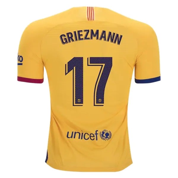 Camiseta Barcelona NO.17 Griezmann Segunda 2019-2020 Amarillo